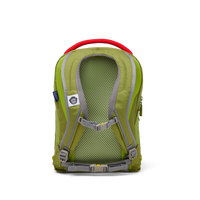 Back view of the Affenzahn Daydreamer Dinosaur Backpack showing padded ergonomic shoulder straps, breathable back panel, and chest strap for added comfort.
