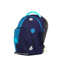 Right Side view of the Affenzahn Daydreamer Octopus Backpack in blue colors for kids, showcasing its deep main compartment, side mesh pocket, and padded shoulder straps.