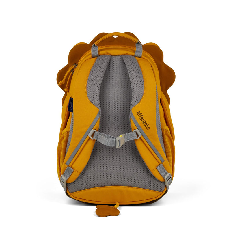Affenzahn Large Friend Lion Backpack is ergonomic with padded shoulder straps and an adjustable chest strap for childrens comfort.