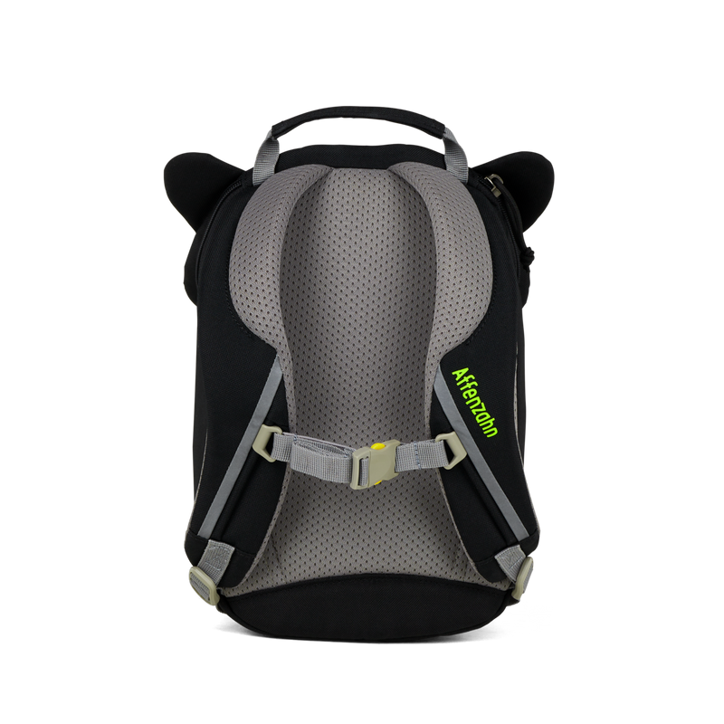 Affenzahn Small Friend Panther Backpack is ergonomic with padded shoulder straps and an adjustable chest strap for toddler comfort.