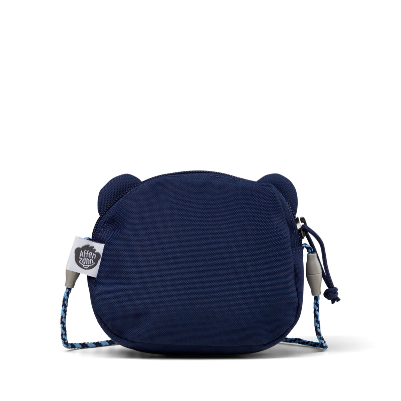 Back view of the Affenzahn Bear Kids Wallet showing adjustable strap and soft fabric finish.