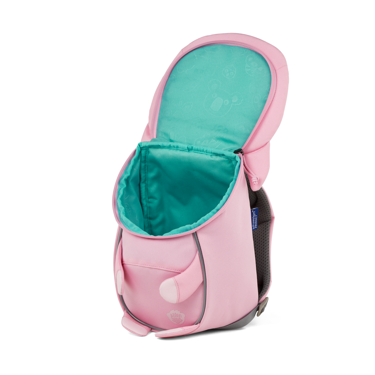 A top-down view of the Affenzahn Small Friend Unicorn backpack’s main compartment, suitable for all your kid’s daycare essentials.