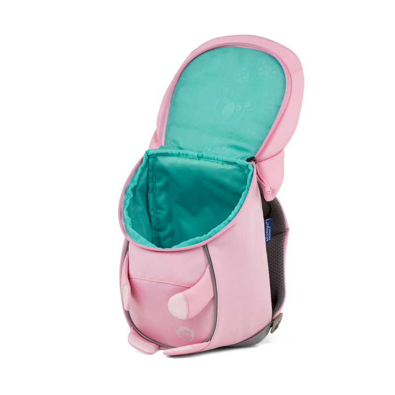 A top-down view of the Affenzahn Small Friend Unicorn backpack’s main compartment, suitable for all your kid’s daycare essentials.