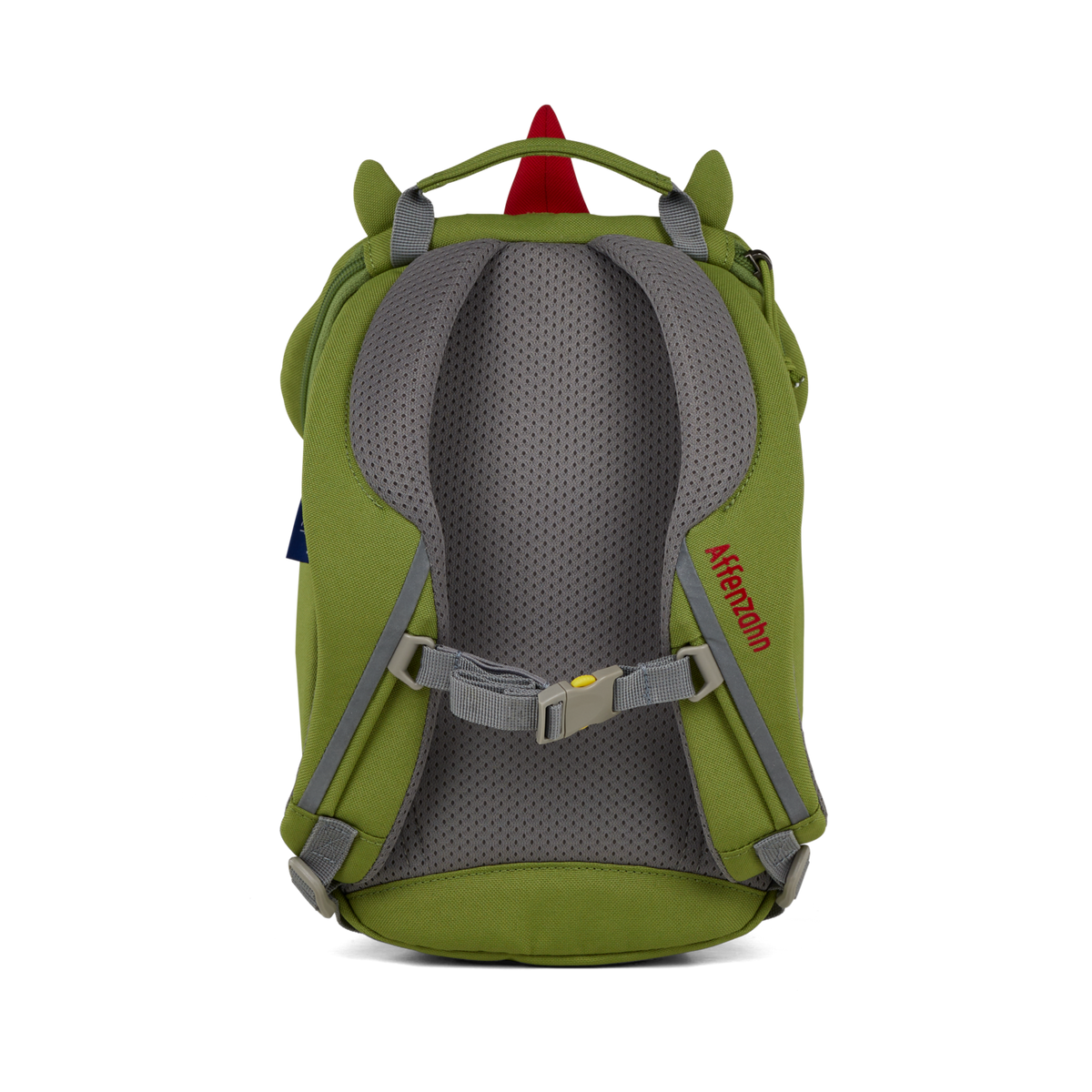 Affenzahn Small Friend Dinosaur Backpack is ergonomic with padded shoulder straps and an adjustable chest strap for toddler comfort.