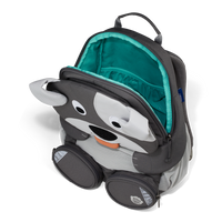 A top-down view of the Affenzahn Large Friend Dog backpack’s main compartment, suitable for all your kid’s preschool essentials.