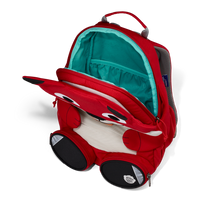 A top-down view of the Affenzahn Large Friend Fox backpack’s main compartment, suitable for all your kid’s preschool essentials.